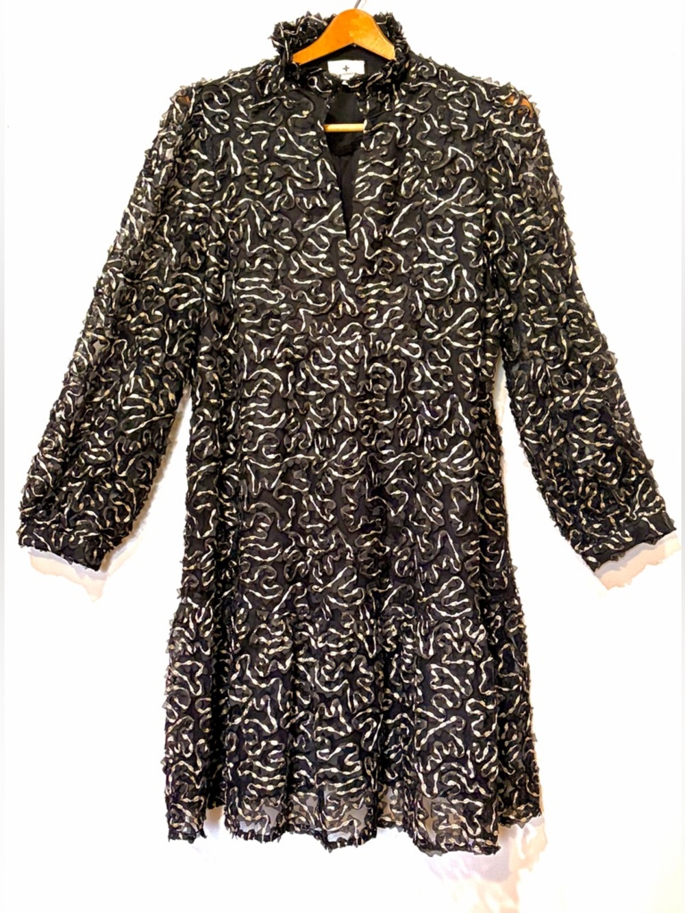 TUCKERNUCK - Black and Gold Nightly Organza Palmerston Dress- Sheer sleeves